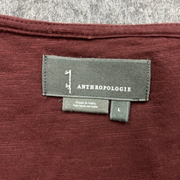 By Anthropologie Flutter Sleeve V-Neck Embroidered Top Women's Size L Maroon - Picture 4 of 9